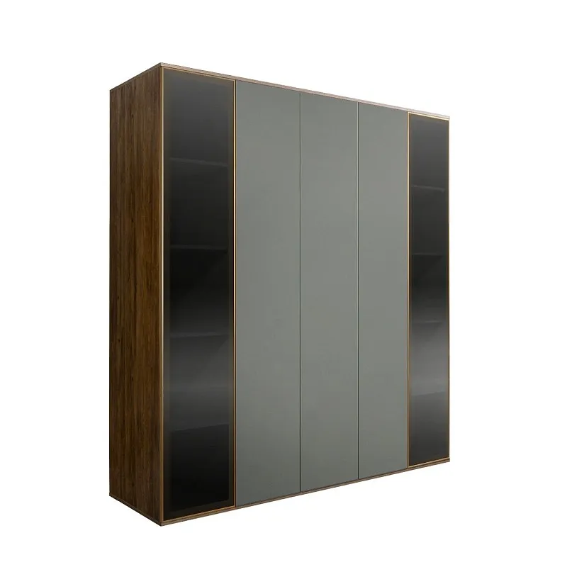Шкаф 5-ти дв. Bogemia Woodline Air (Серый/Золото) БМШ2/5(2)
