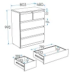 МАЛЬТА комод ИКЕА / IKEA 3+2 ящика 80х99 сонома | изображение 4