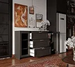 БРИМНЭС / СИРИУС тумба ИКЕА / IKEA 2 двери со стеклом и 3 ящика 156х95 Дуб Венге | изображение 5