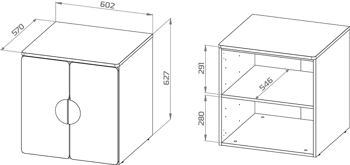 Шкаф Пикси распашной, с двумя дверьми и полкой 60x57x60, белый (робкий подснежник) | изображение 15