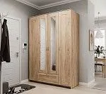 БРИМНЭС / СИРИУС Шкаф четырёхдверный ИКЕА / IKEA с одним выдвижным ящиком и двумя зеркалами, Дуб Сонома | изображение 4