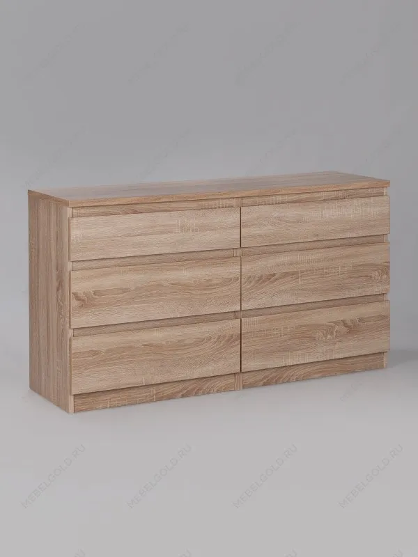 Комод Кастор, 6 ящиков, 129х40х71 см, дуб сонома | изображение 9