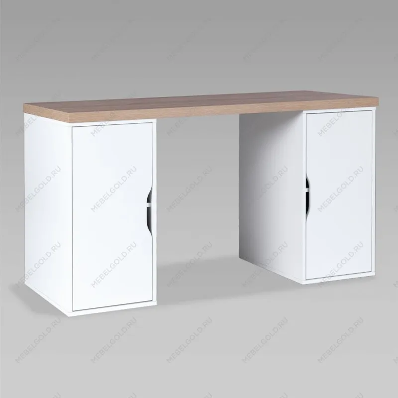 ИНГАР 2/ДВ/ДВ стол письменный 140x75x55, дуб беленый/белый