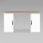 ИНГАР 2/ДВ/ДВ стол письменный 140x75x55, дуб беленый/белый | изображение 1