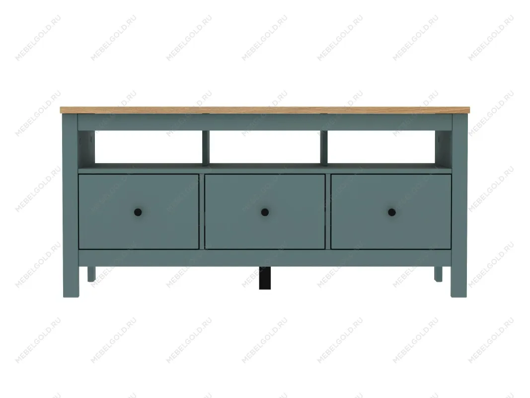 Тумба ТВ Сага, 3 ящика, 131х42х63 см, темно-бирюзовая/ясень | изображение 13