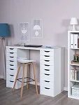 Стол письменный Ингар, 16 ящиков, 140х106х55 см, белый | изображение 1