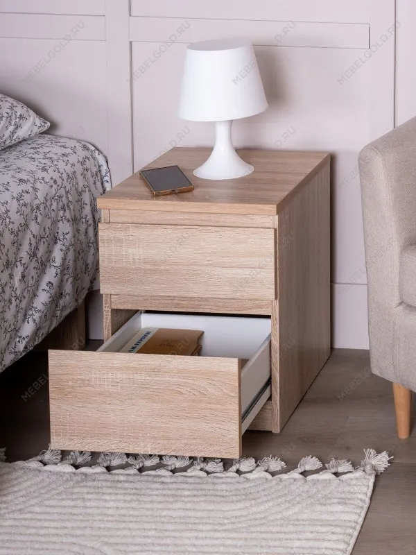 Тумба прикроватная Кастор, 2 ящика, 40х37х49 см, серая | изображение 3