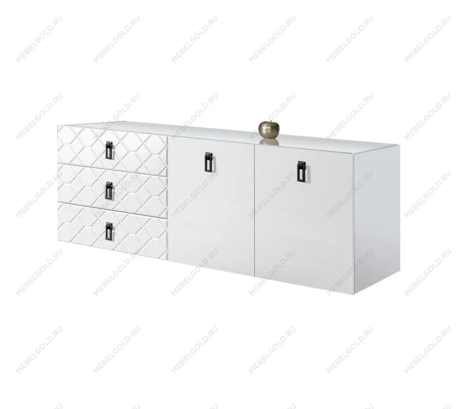 Комод 1.6м Bogemia Fly Farfalle (Белый) (Lakobel/Черный) БМКМ-4