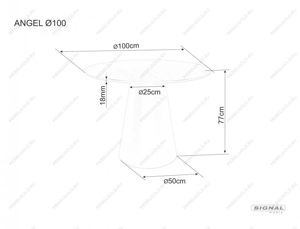 Стол обеденный Signal ANGEL 100 (эффект серого мрамора/черный) | изображение 1