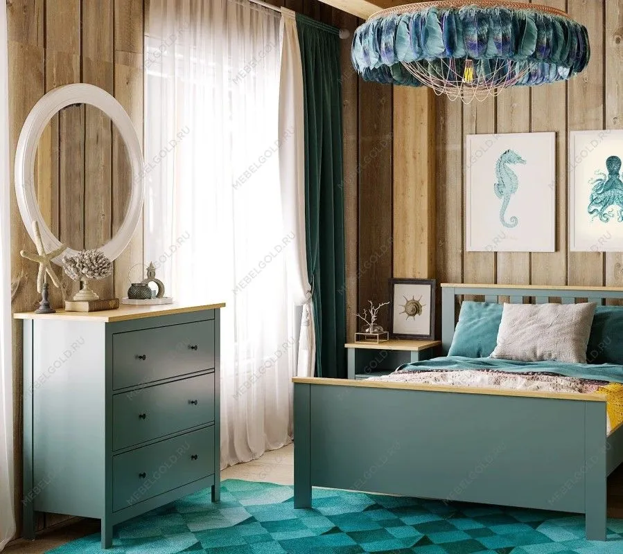 САГА комод 3 ящика темно-бирюзовый/ясень | изображение 6