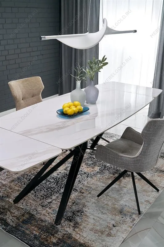 Стол обеденный Halmar ALFREDO 160 (белый мрамор/черный) | изображение 11