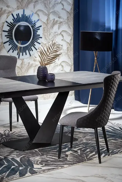 Стол обеденный Halmar VINSTON раскладной (темно-серый/черный) | изображение 5