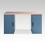 ИНГАР 2/ДВ/ДВ стол письменный 140x75x55, дуб беленый/серо-бирюзовый | изображение 1