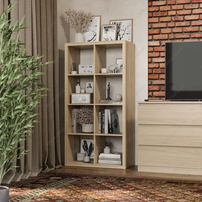 Стеллаж Фора, 8 полок, 77х147х38 см, дуб беленый | изображение 3