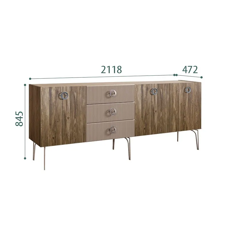 Комод 2.1м Bogemia Woodline Wood Fi (Мокка) (Novabuk/Хром) БМКМ-5