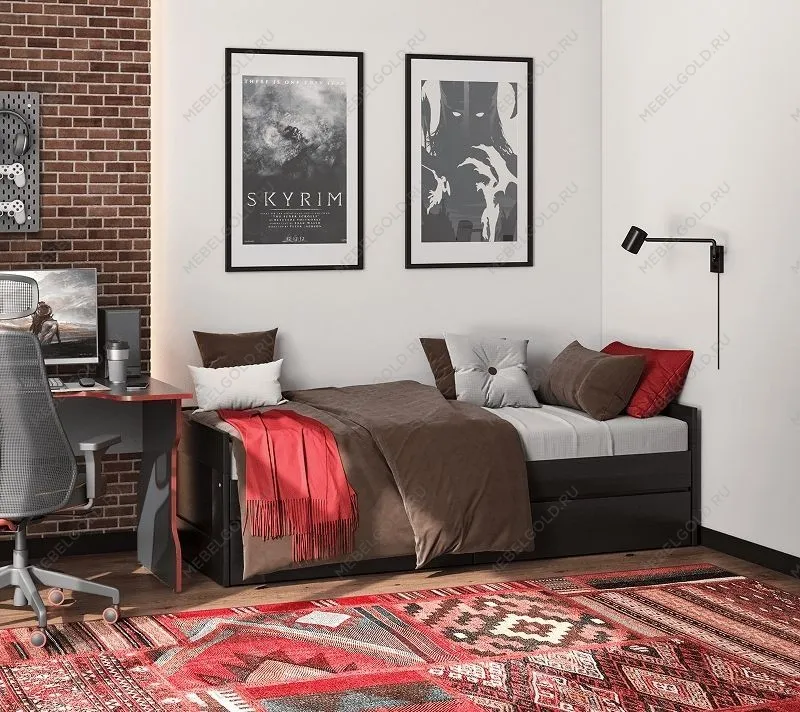 БРИМНЭС / СИРИУС Кровать двухспальная раздвижная ИКЕА / IKEA 90/180х200, Дуб Венге | изображение 3