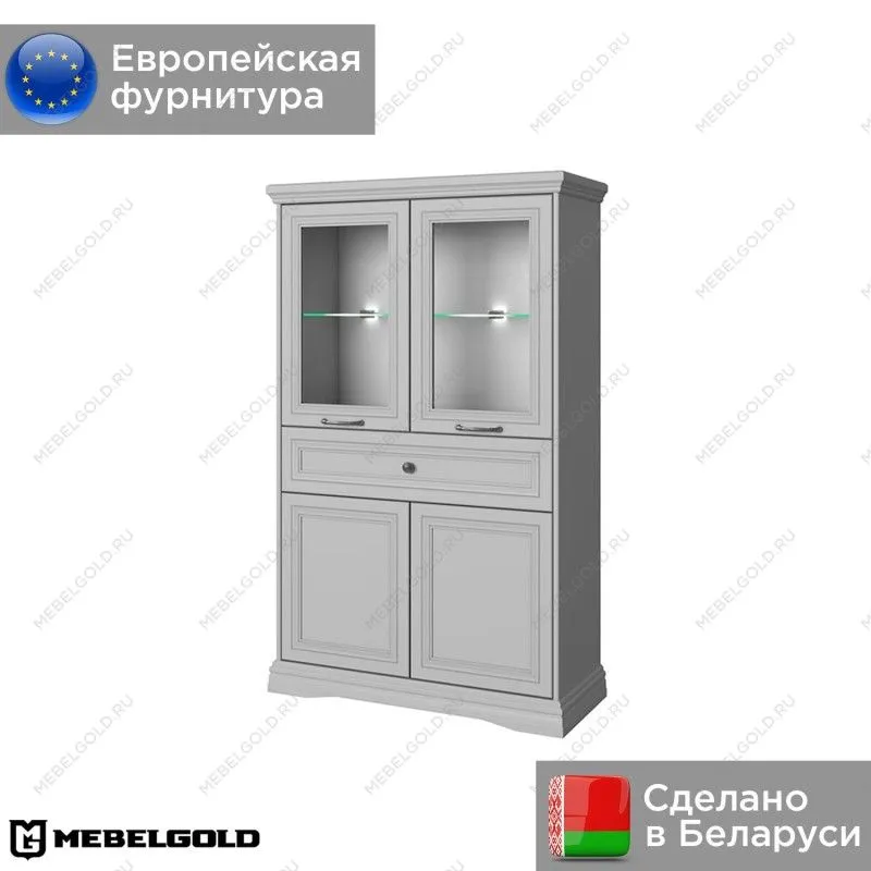 Шкаф с витриной Валенсия 2V2D1S серый | изображение 1