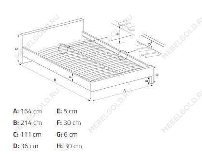 Кровать Halmar GRACE (серый) 160/200 | изображение 2