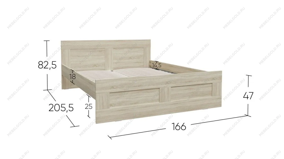 Кровать двуспальная Сириус, 160х200 см, дуб сонома | изображение 6