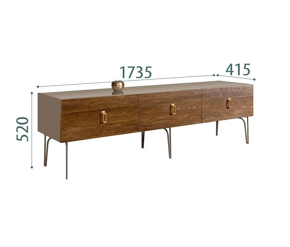 Тумба под телевизор 1.6м Bogemia Wood Fa (Мокка) (Lakobel/Золото) БМТ-1(Wo)