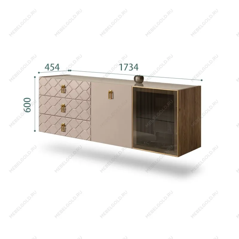 Комод 1.6м Bogemia Woodline Fly Fa (Мокка) (Lakobel/Золото) БМКМ-4[5][10]