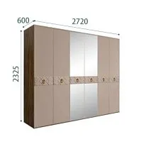 Шкаф 6-ти дв. с зеркалами Bogemia Woodline Wood Fi (Мокка/Хром) БМШ1/6(Wo)