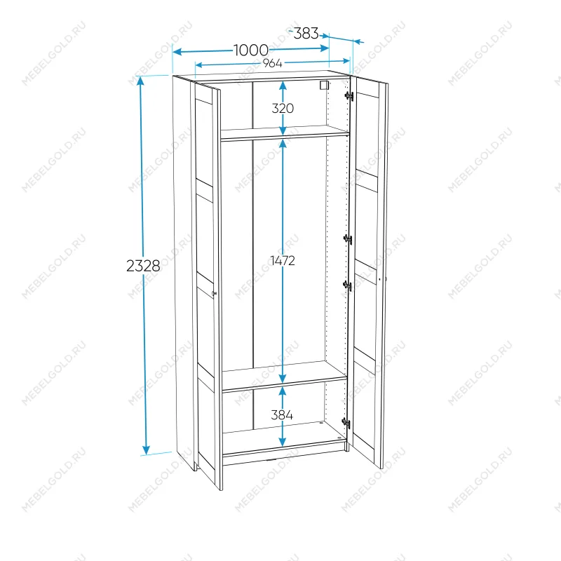 МАКС шкаф 2 двери 100х38х233 серый | изображение 2