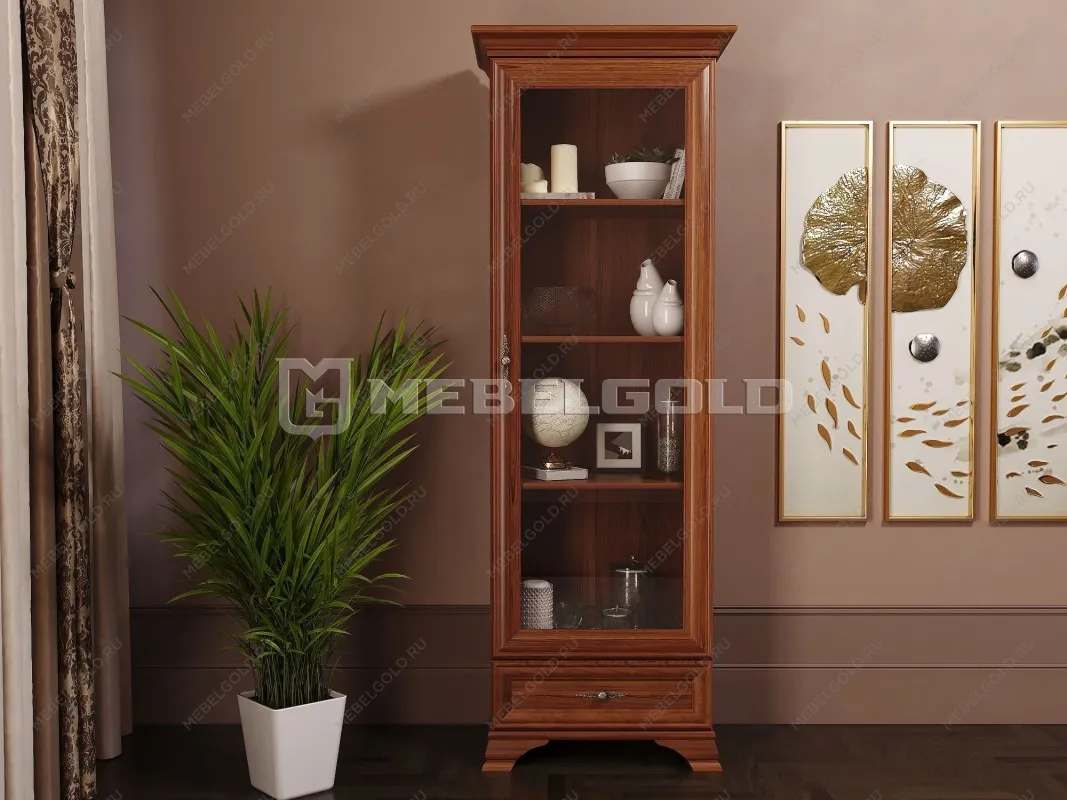 Шкаф с витриной Кентаки REG1W1S каштан | изображение 1