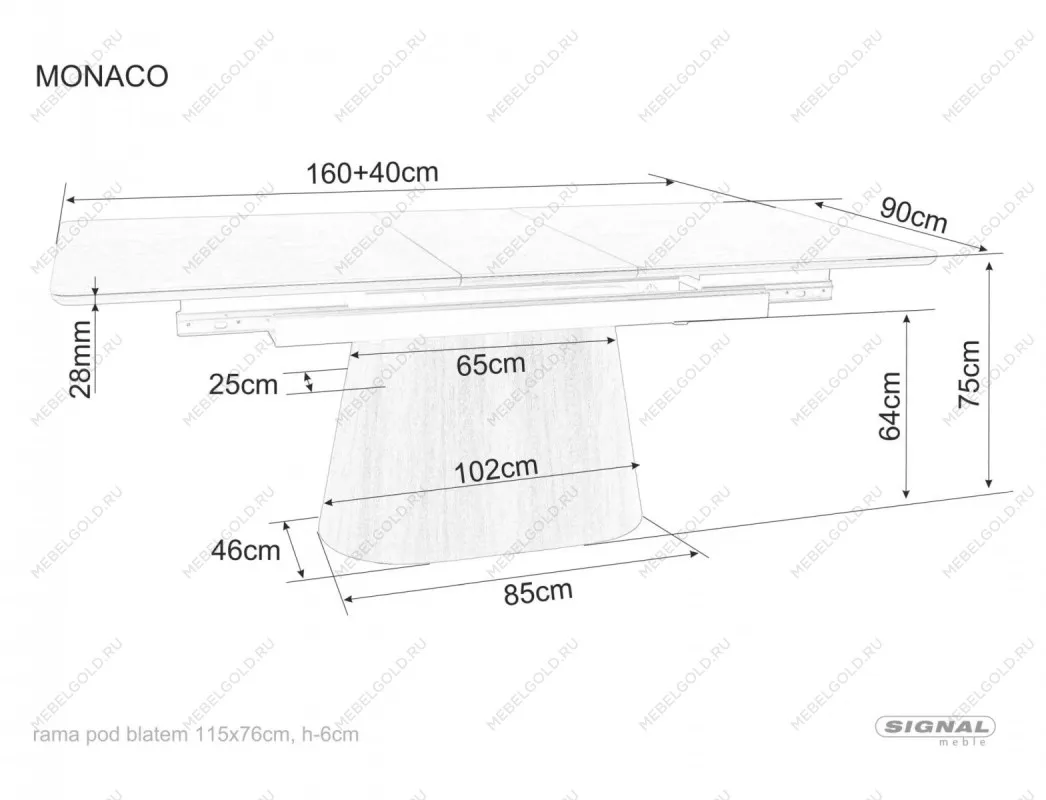 Стол обеденный Signal MONACO 160 (черный/орех) | изображение 8