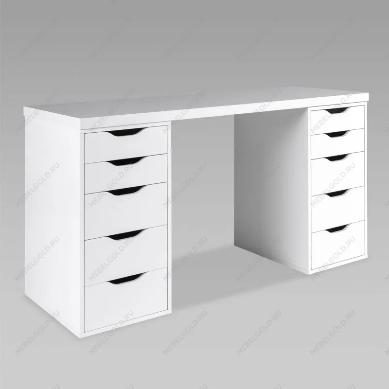 ИНГАР стол письменный ИКЕА / IKEA белый, 140x75, с двумя тумбами | изображение 1
