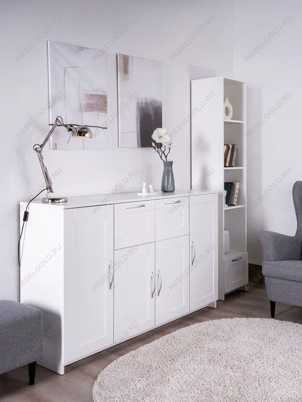 Тумба Сириус, 4 двери и 2 ящика, 156х41х95 см, белая | изображение 2