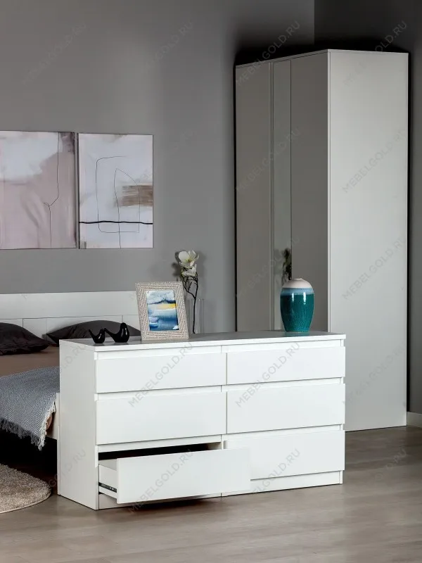 Комод Кастор, 6 ящиков, 129х40х71 см, белый | изображение 1