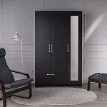 БРИМНЭС / СИРИУС Шкаф ИКЕА / IKEA комбинированный 3 двери и 1 ящик Дуб Венге | изображение 3