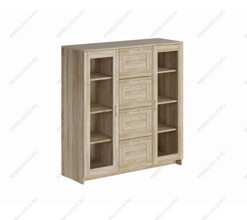 БРИМНЭС / СИРИУС тумба ИКЕА / IKEA 2 двери со стеклом и 4 ящика 117х123 сонома | изображение 3