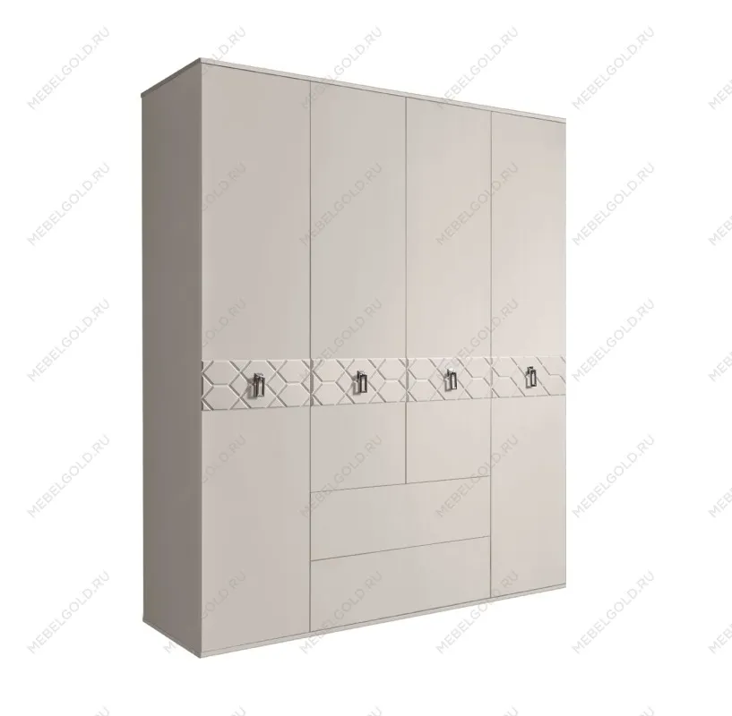 Шкаф 4-х дверный с ящиками, Bogemia Farfalle (Шелк/Хром) БМШ2/41(Fa)