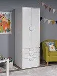 Шкаф распашной Пикси, с двумя дверьми, тремя ящиками и полкой 60x57x180, белый (робкий подснежник) | изображение 1
