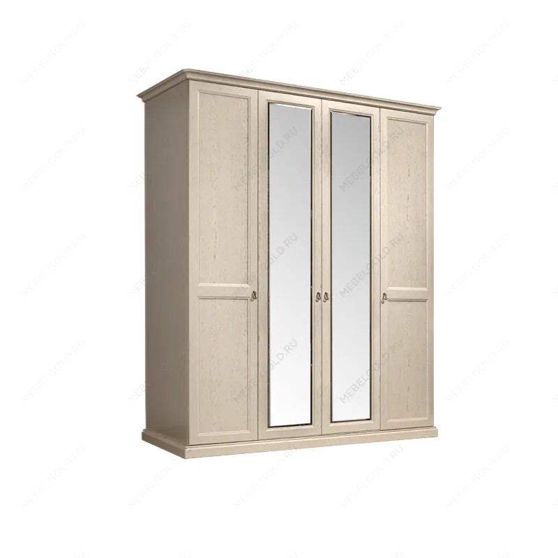 Шкаф 4-х дв. (2 зеркала) для платья и белья Венеция дуб седан ВНШ1/4