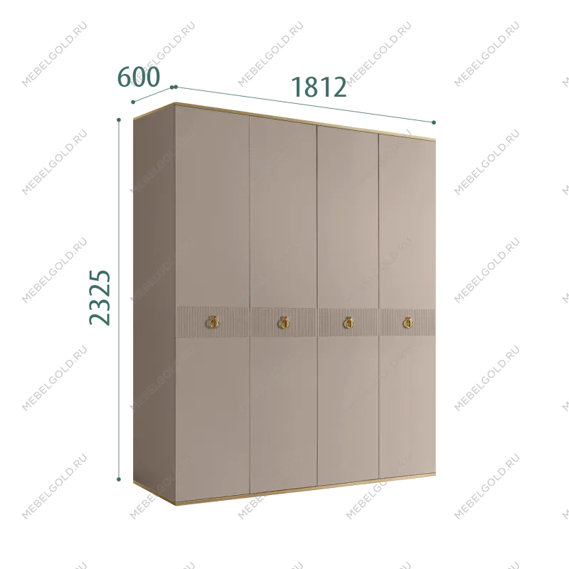 Шкаф 4-х дверный Римини СОЛО (Мокка/Золото) РМШ2/4(s)