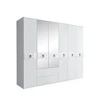 Шкаф 6-ти дверный с зеркалами, с ящиками, Bogemia Farfalle (Белый/Хром) БМШ1/61(Fa)