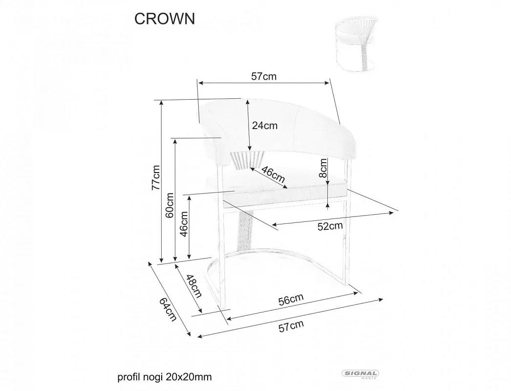 Стул кухонный Signal Crown Velvet Bluvel 28 (бежевый/золотой) | изображение 4