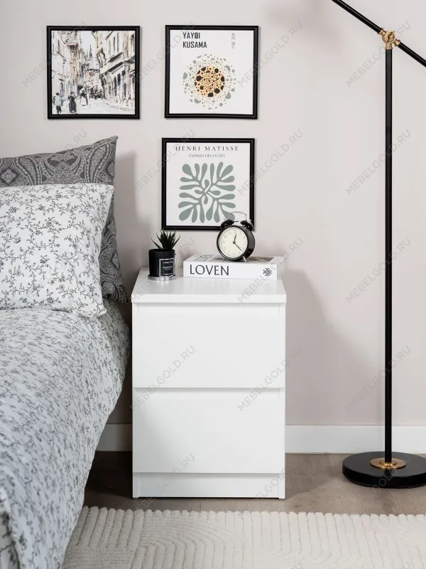 Тумба прикроватная Мальта, 48х40х54 см, белая | изображение 9