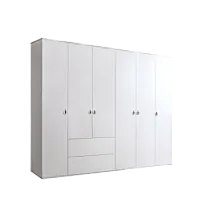 Шкаф 6-ти дверный с ящиками Римини (Белый/Серебро) РМШ2/61