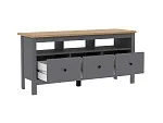 Тумба ТВ Сага, 3 ящика, 131х42х63 см, серая/ясень | изображение 14
