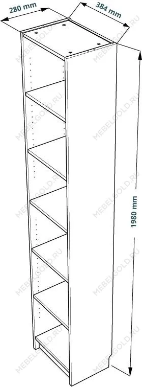 Стеллаж Варма, 6 полок, 38х198х28 см, шпон, дуб беленый | изображение 8