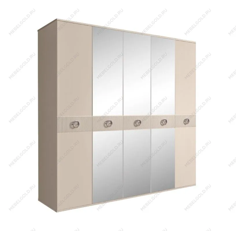 Шкаф 5-ти дв. с зеркалами Bogemia Fillini (Ваниль/Хром) БМШ1/5(Fi)