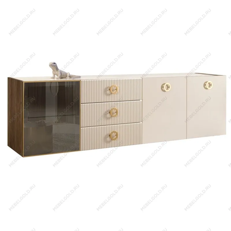 Комод 2.1м Bogemia Woodline Fly Fi (Слоновая кость) (Lakobel/Золото) БМКМ-5[4]