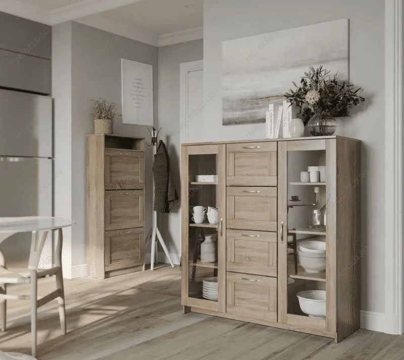 БРИМНЭС / СИРИУС тумба ИКЕА / IKEA 2 двери со стеклом и 4 ящика 117х123 сонома | изображение 4