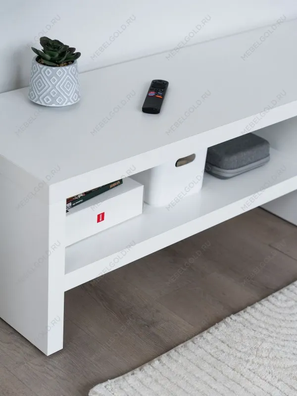 Тумба ТВ Энкель, 2 полки, 160x37x38 см, белая | изображение 3
