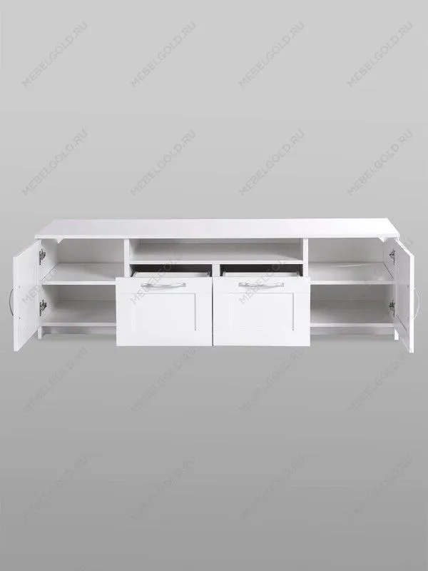 Тумба для ТВ Сириус, 2 двери и 2 ящика, 156х41х47 см, белая | изображение 11