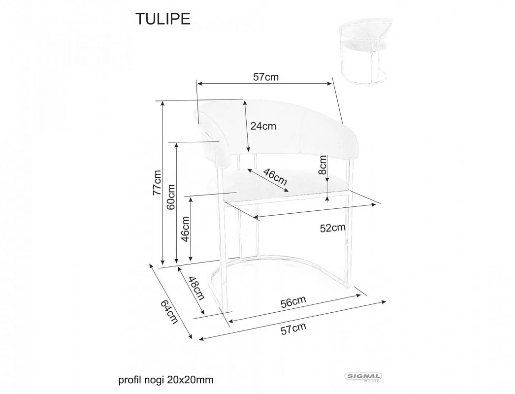 Стул кухонный Signal Tulipe Velvet Bluvel 28 (бежевый/золотой) | изображение 2
